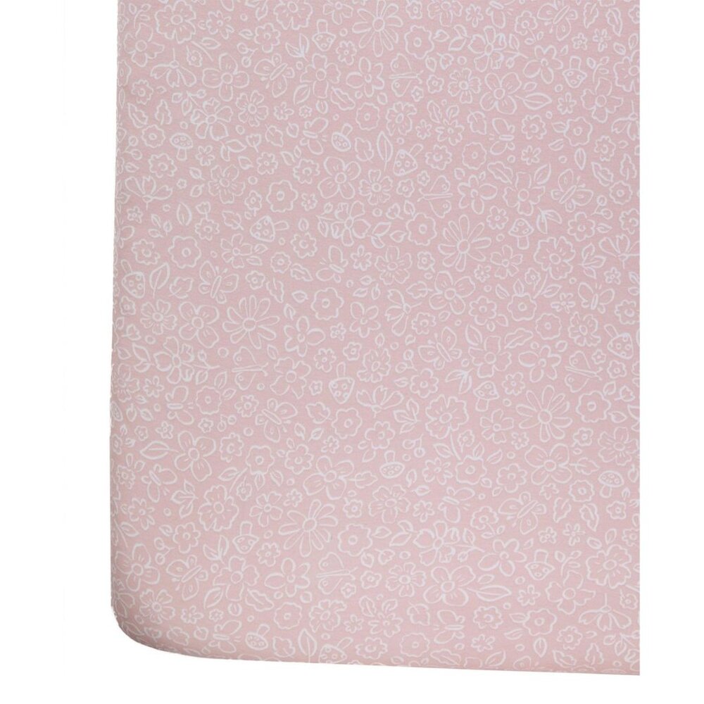 NWT Living Textiles Baby Girls Flower Print Crib Sheet Pink / White Flower Crib